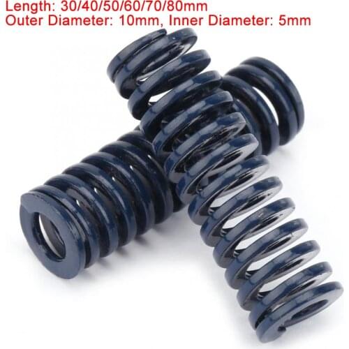 2pcs OD 10mm ID 5mm Length 30/40/50/60/70/80mm High Accuracy Steel Blue Light Load Mould Stamping Die Spring Compression Spring