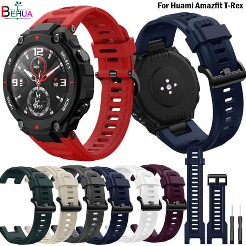 Silicone WatchStrap band For Xiaomi Huami Amazfit T-Rex SmartWatch Replacement WristBand Bracelet Accessories for Amazfit T-Rex