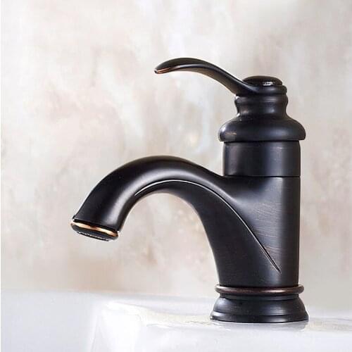 Bathroom Faucet Oil Rubbed Bronze Single Handle Hot & Cold Water Mixer Taps Wash Basin Bathroom Deck Mounted ZD536