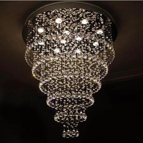 Modern living room round crystal lamp restaurant hanging line lights LED ceiling crystal lamp bedroom lighting creative lighting