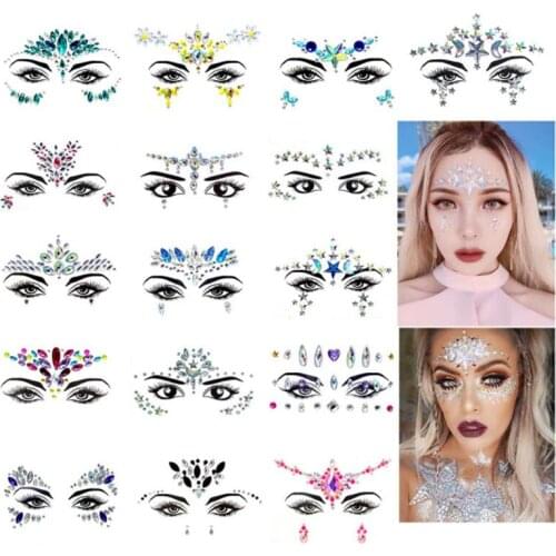 Facial Rhinestone Natural Resin Face Sticker Rhinestone Tattoo Makeup Party Christmas Party Face Decoration Makeup Stickers