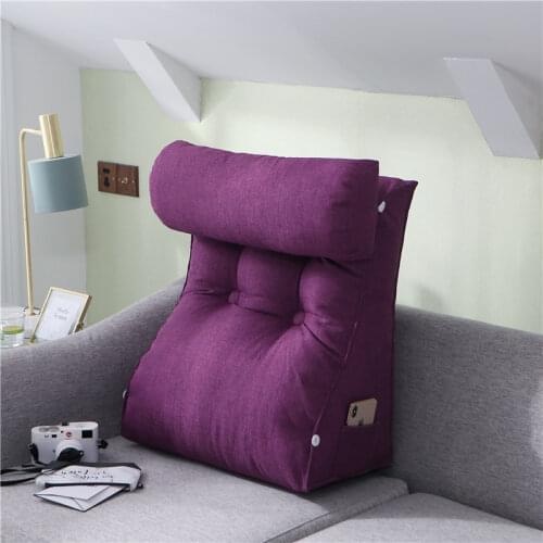 Solid Colors Cotton Linen Tatami Chair Bedside Triangle Back Pillow Sofa Waist Pad For Home Living Room Office Reading Pillows