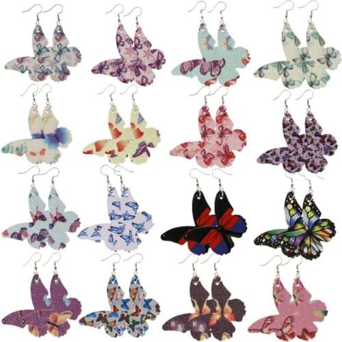 14 Styles Butterfly PU Leather Sheet Earring Hair Bows Craft Jewerly Making