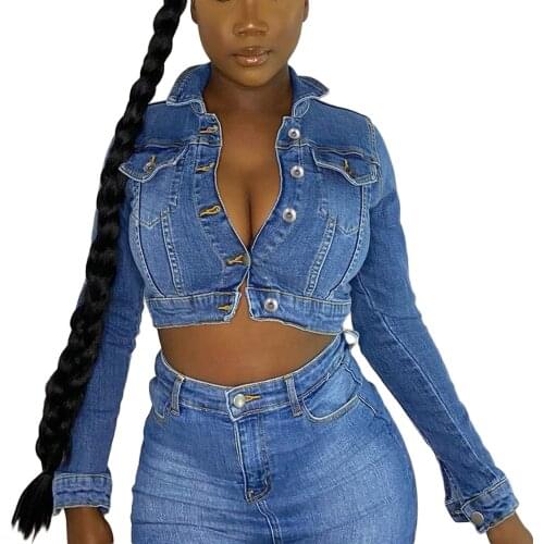 Women Short Denim Jacket with Single-breasted Buttons, Pocket Decoration Summer Clothing