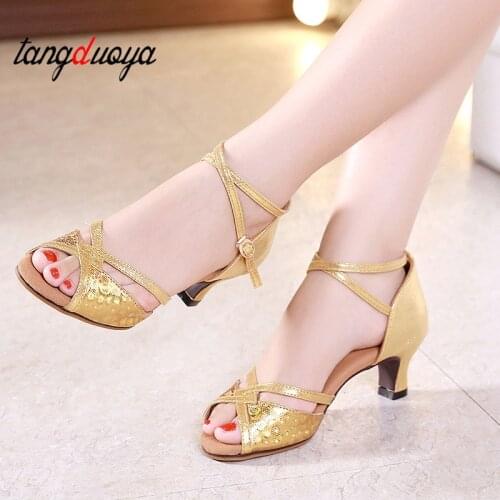New Women Latin Dance Shoes Ladies Girl Tango ballroom dancing shoes for girls high heel shoes open toes 3.5/5.5cm