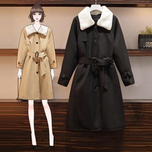 Make bigger sizes in the womens winter coats lapel long over-the-knee cotton-padded jacket to collect waist thickening quilted