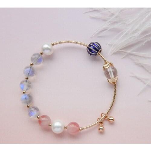 Level ice kinds of moonstone desires of the heart bracelet female contracted k gold bracelet five lines of Sri Lanka