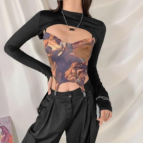 Jazz Dance Costume For Women Y2k Crop Tops Dancer Outfits Hip Hop Dance Clothing E-girl Clothes Black Stage Costumes JL1859