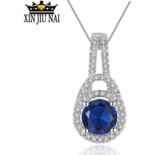 New online celebrity with the same s925 sterling silver luxury dignified temperament wild female sapphire necklace pendant