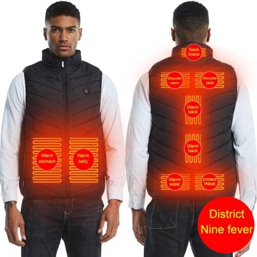 Heated Vest Hunting Heating Sleeveless Jacket Men Electric USB Heater Outdoor Warm Washable Heat Clothes Waistcoat Men Collar