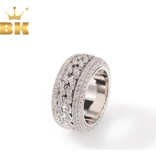 The Bling King Gold Full whirling Rings Multirow CZ Paved Simple Jewelry Punk Engagement Ring Gifts Dropshipping