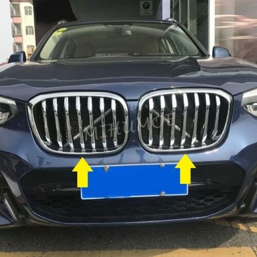 14PCS Chrome Front Grill Grille Cover Trims For BMW G01 X3 M Sport 2018 2019 2020