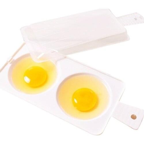 2 Plastic Egg Cooker Microwave Egg Boiler 2 Eggs Poached Egg Cooker Cooking Tools Dual Use Design High Quality Egg Tool gadgets