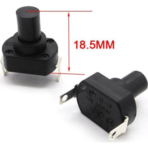 High Temperature Resistance Self Lock SWITCH 6A/10A 250V Flashlight Button Switch Torch Parts Switches 13.5mm 15.5mm 18.5mm 2PCS