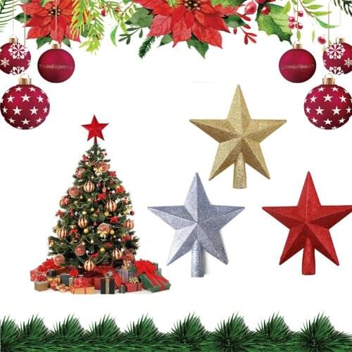 20cm Five-pointed Star Christmas Decorations Christmas Plastic Pentagram Tree Top Star Decoration Christmas Home Decor