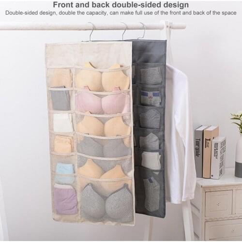 30grids Underwear Storage Hanging Bag Dual-Sided Closet Organizer Bag Behind The Door Wall-mounted Socks Oxford Cloth Hanging Ba