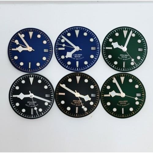 Watch Accessories 30.5MM Green Luminous Dial Add Hands Fit NH35 Automatic Movement