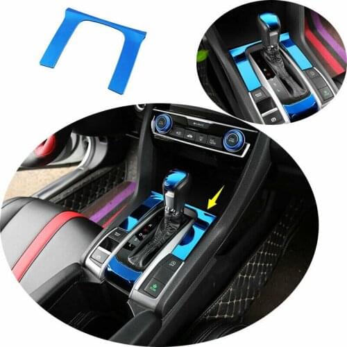 Car Steel Blue Titanium Console Gear Shift Frame Trim for Honda Civic 10Th 2016-2020