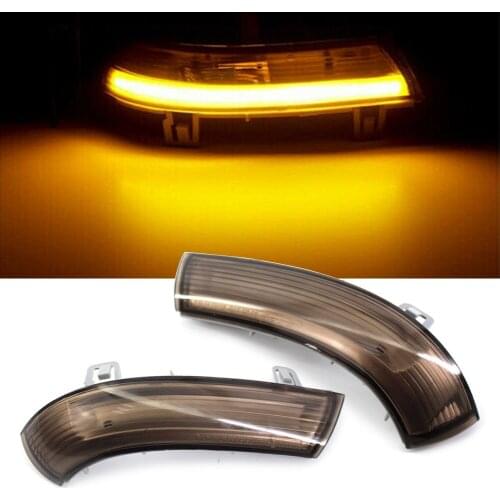 2Pcs Car Dynamic Mirror LED Turn Signal Light Indicator Smoke Lens w/ Amber Light For VW Golf 5 Jetta GTI MK5 Passat B6