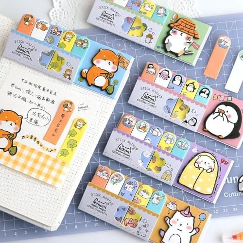 Memo Pad Kawaii Nekoni Cartoon Animal Unicorn Sticker Hand Account Convenient Paste with N Times 60 Pages for Each Sheet