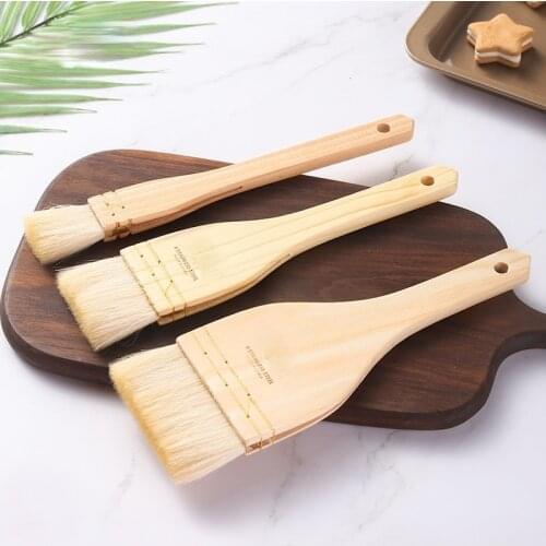 Household Mooncake Pastry Brush Barbecue Oil Baking Brushes Wooden Handle Wool Kitchen Cooking Tools