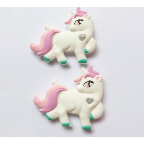 Chenkai 5PCS BPA Free Silicone Unicorn Open Eyes Teether DIY Baby Shower Animal Pacifier Dummy Teether Sensory Toy Accessories