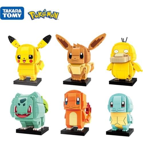Pokemon Childrens Building Blocks Toys Pocket Monster Pikachu Figure Square Head Model Dolls Kids DIY Educational Toys Gift