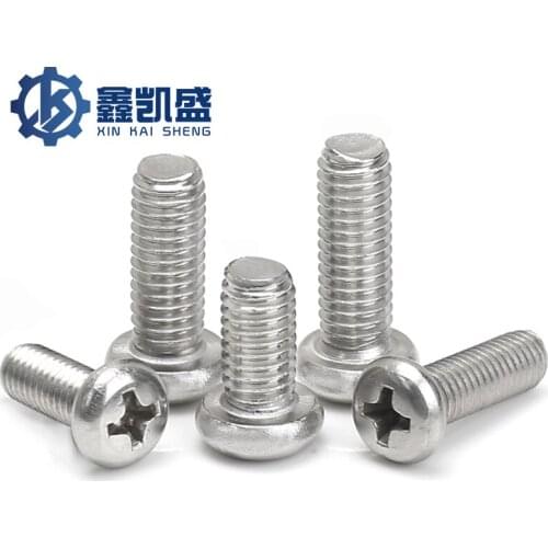 GB818 M3 Series 100Pcs EnvironmentFriendly Carbon Steel Nickel Plated Silver Cross Round Head Machine Bolt Stainless Steel 304
