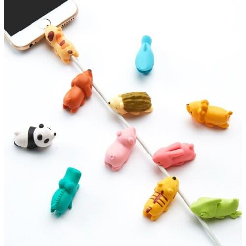 1pc Cable Bite Cute Animal Cable Protector Kawaii Stationary Office Home Desk Accessories Usb Cable Organizer Winder Wire Holder