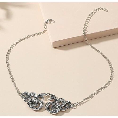 2021 punk Snake Pendant Necklace Ancient silver Color Unique Men Women Neck Jewelry Statement Popular Necklace Wholesale