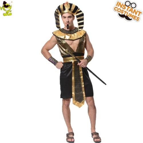 King of Egypt Pharaoh Costume Halloween Party Clothing Purim Role Play Egypt Egyptian Clothes Adult Men Cosplay Costumes