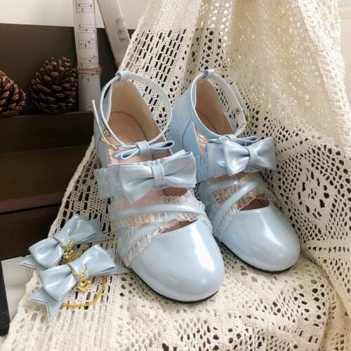 Sweet Girls Female Kawaii Tea Party Japanese Cute Anime Lolita Shoes Cos Women Cosplay Jk Uniform Shoes Feminine Ladies Mid Heel