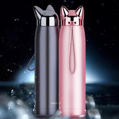Fashion Vacuum Flask Travel Coffee Mug Protable Cute Water Bottle Fox-type Stainless Steel Thermos Tea Infuser Cup Drinkware