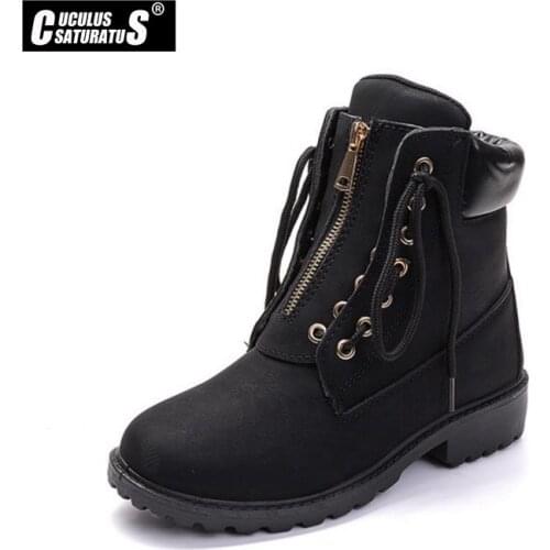 Cuculus 2020 Motocycle booties Women Boots Botas Female Womens Ankle Boots Square Heel Martin Boots Autumn Shoes 36-41 1370