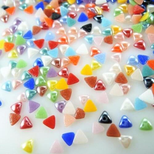 Mulit Colors 4mm Stars trigon Glass Flat Back Cabochon Half Craft Beads Diy Jewelry Nail Art Phone Decor Scrapbooking HA-49