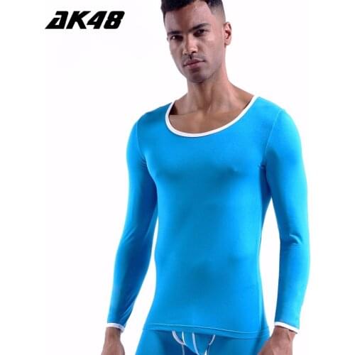 Mens tight basic round neck modal thermal underwear