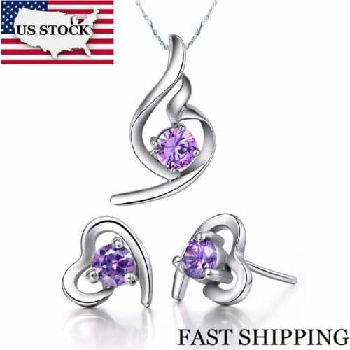 US STOCK Uloveido Jewelry Sets Brincos Silver Costume Jewelery Set for Women Earrings Wedding Necklace Brincos Bijouterie T020