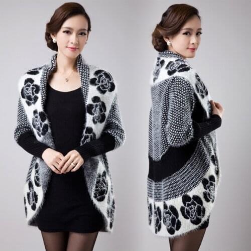 Women Party Overcoat Cloak High 2020 Long Autumn Winter Flower Knitted Cardigan Cape Faux Cashmere Poncho Shawl
