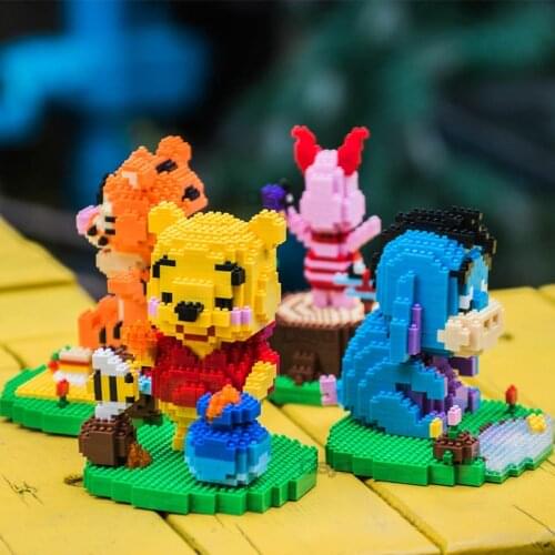 New Disney series Winnie the Pooh Tigger Piglet Eeyore Diamond Block Puzzle Assembled Childrens Toy Gift