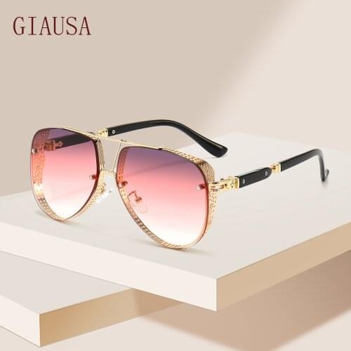 GIAUSA New metal mesh decoration fashion mens Sunglasses ocean color coating trend temperament Sunglasses night vision glasses