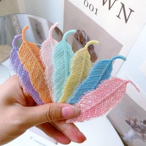 Simple Fabric Leaf Pink Yellow Purple Blue Orange Solid Color Hair Accessories Bang Clips Hair Clips Headwear For Girls