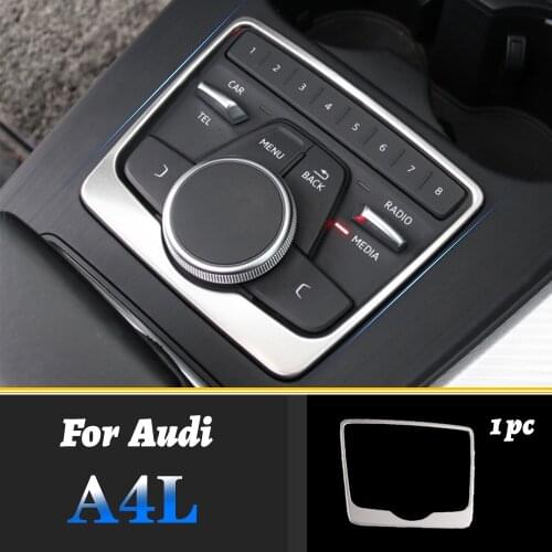 Stainless Steel Console Multimedia Control Panel Decoration Frame Cover Trim For Audi A4L 2017-2019 Car Interior Accessories