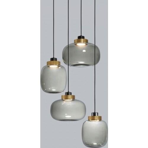 Dinning Hanging Lamp Nordic Loft Industrial Smoke Gray Glass Pendant Lights Home Decor for Living Room Modern Led Light MJ1014