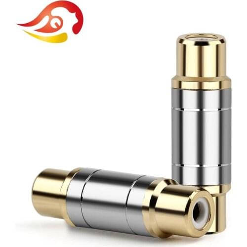 QYFANG Quick Plug Female To Female Gold Plated Straight RCA Connector TV Antenna Coaxial Audio Jack Extend Cable Metal Adapter