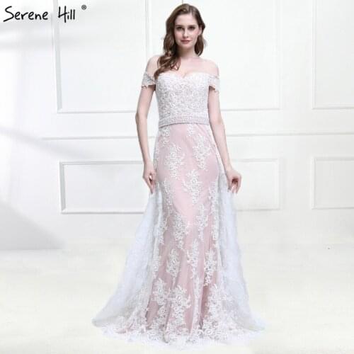 Robe de Soiree Longue 2020 Mermaid Elegant Sexy Evening Gown Pearls Sleeveless Sexy Evening Dresses Real Photo LA6398