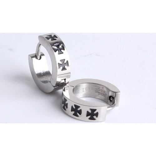 4mm silver color Cross Croatia heart 316L Stainless Steel Stud Earrings for men women wholesale