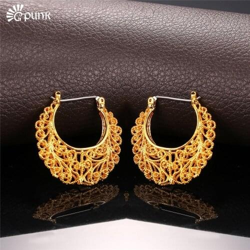 Thick Hoop Earring For Women Aros Gold Filled Circle Earrings Creole Earrings Vintage / color Maxi Earrings 2016 E6771G
