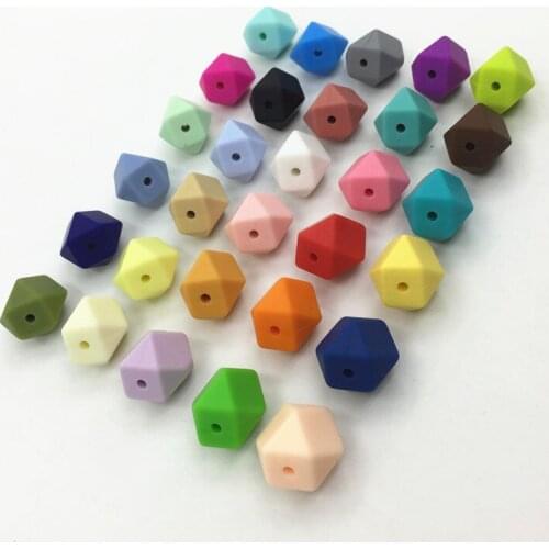 Mix colors 100pcs/lot 18mm Silicon chew necklaces Geometry beads-100% Non Toxic BPA Free Silicone teething necklace pandent