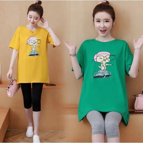 886# Maternity Tops Summer T shirt Easy Matching Loose Stylish Tops Pregnant Women Tops