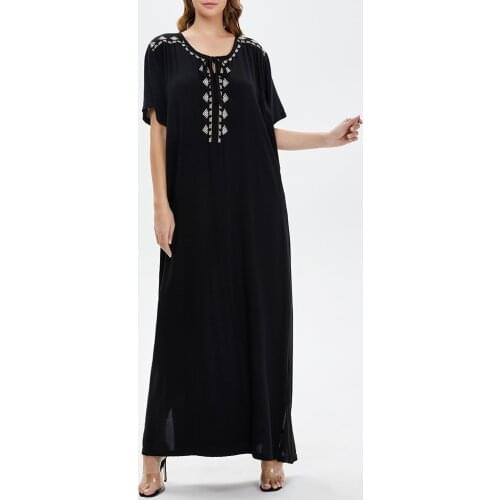 TREMU Black Moroccan Djellaba Formal Abayas for Women Embroidery Hijab Dress Dubai Turkish Prayer Wear Jelaba Femme Musulman